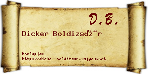 Dicker Boldizsár névjegykártya
